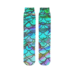 Mermaid Scale Blues Print Sock