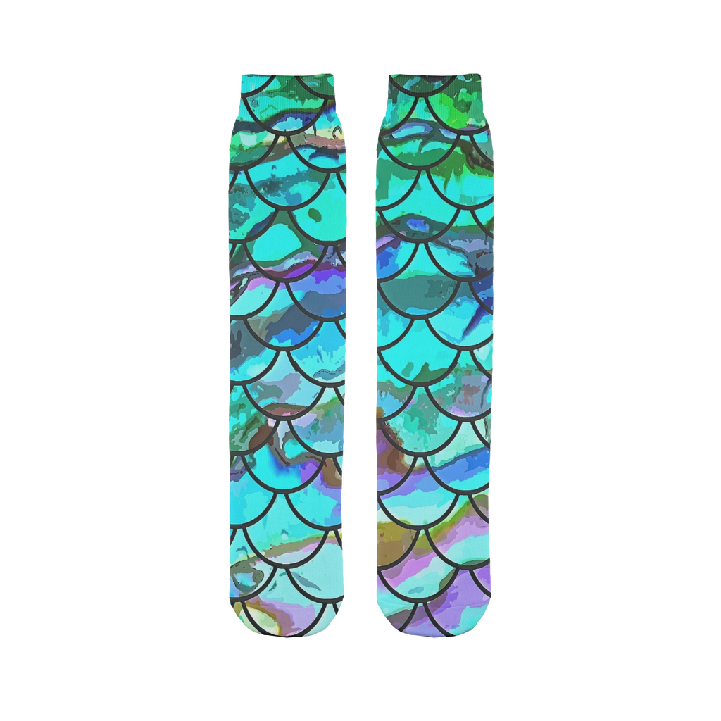 Mermaid Scale Blues Print Sock