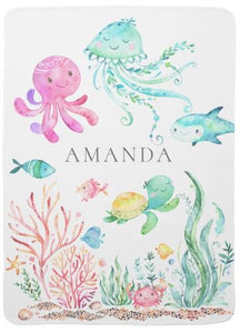 Personalized Under the Sea Baby Receiving Blanket