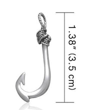 Load image into Gallery viewer, Fish Hook with Knot Sterling Silver Pendant | Gift for lady angler| Gift for her