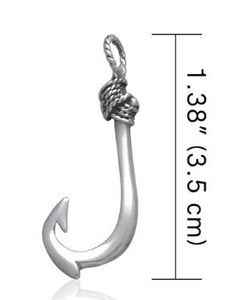 Fish Hook with Knot Sterling Silver Pendant | Gift for lady angler| Gift for her
