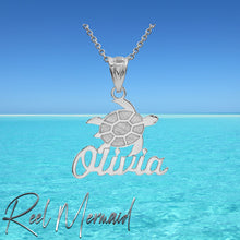 Load image into Gallery viewer, Personalized Name Sterling Silver Turtle Pendant