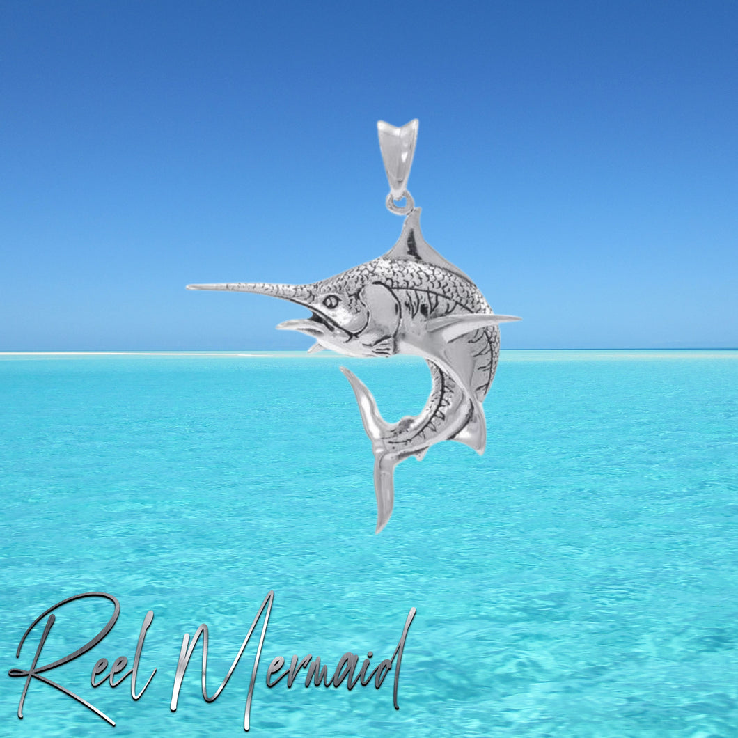 Marlin Sterling Silver Pendant | Gift for lady angler| Gift for her