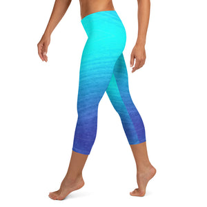 Ombre Seafoam to Blue Capri Leggings