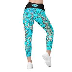 Barrier Reef High Waisted Leggings with Side Pockets available in XS to Plus Size 6XL