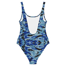 Load image into Gallery viewer, Blue Saltwater Camo One-Piece Swimsuit
