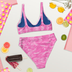 Pink Saltwater Camo Recycled high-waisted bikini XS - 3XL