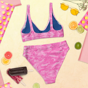 Pink Saltwater Camo Recycled high-waisted bikini XS - 3XL