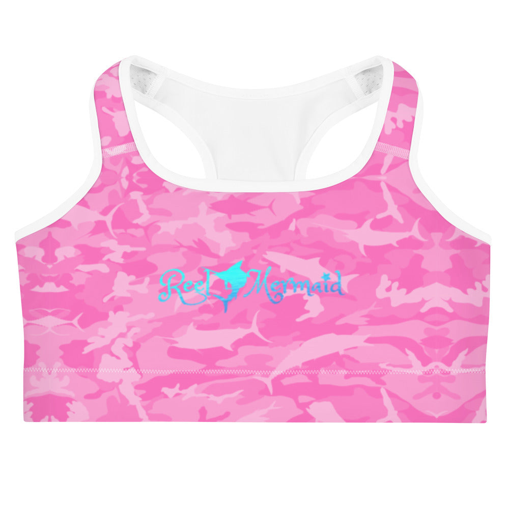 Pink Saltwater Camo Sports bra