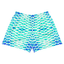 Load image into Gallery viewer, Blue Fish Scale Women&#39;s Athletic Short Shorts