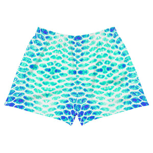 Blue Fish Scale Women's Athletic Short Shorts