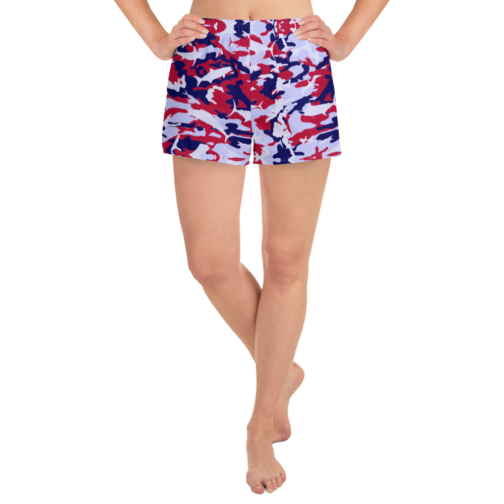 Patriotic Saltwater Camo Women's Athletic Short Shorts