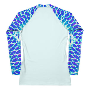 Blue Fish Scale Women's Rash Guard