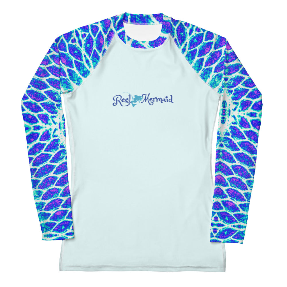 Blue Fish Scale Women's Rash Guard