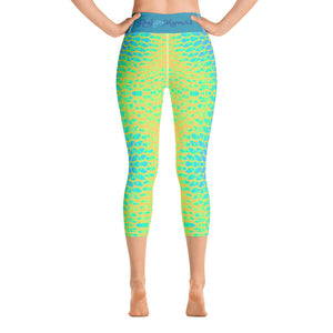 Yellow Tail Reel Mermaid Capri Leggings