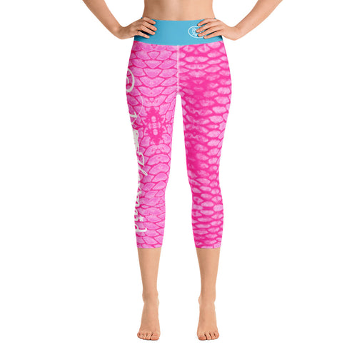 Pink Scale Reel Mermaid Capri Leggings