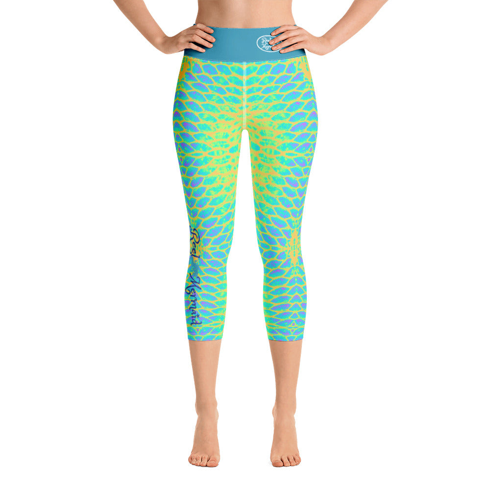 Yellow Tail Reel Mermaid Capri Leggings