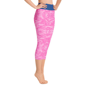 Pink Saltwater Camo Yoga Capri Leggings