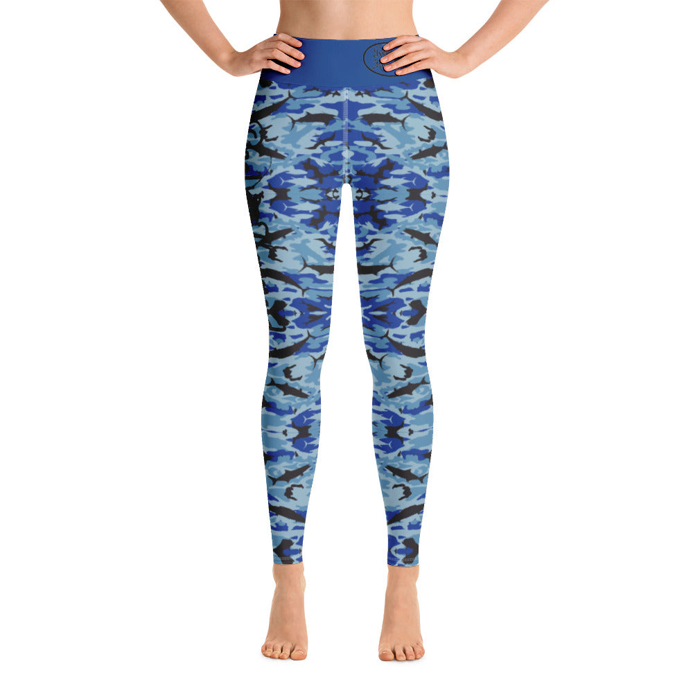 Blue Saltwater Camo Yoga Leggings