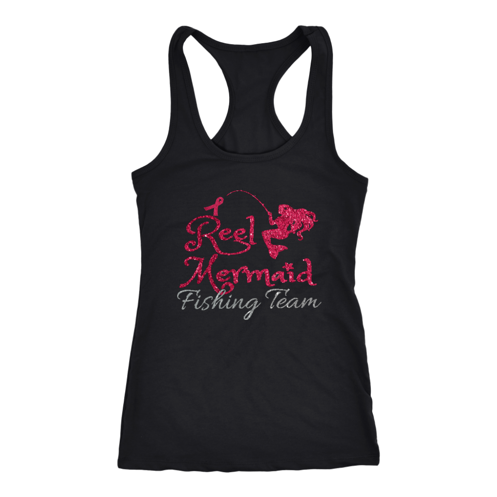 Fishing For a Cure - Reel Mermaid in Pink and Silver Glitter - Island Mermaid Tribe