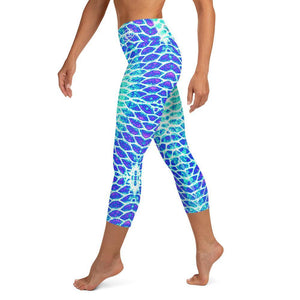 Blue Fish Scale Capri Leggings - Island Mermaid Tribe