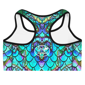 Mermaid Scale Blues Print Sports bra