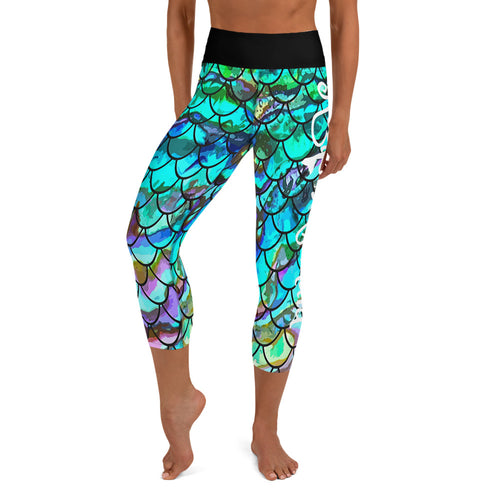 Mermaid Blues Capri Reel Mermaid Leggings