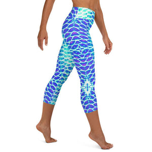 Blue Fish Scale Capri Leggings - Island Mermaid Tribe