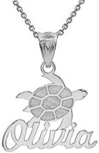 Load image into Gallery viewer, Personalized Name Sterling Silver Turtle Pendant