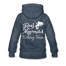 Load image into Gallery viewer, Reel Mermaid Fishing Team Women’s Premium Hoodie - heather denim