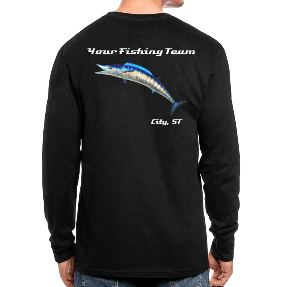 Custom Wahoo Fishing Long Sleeve T-Shirt - black