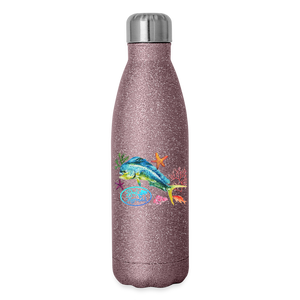Reel Mermaid Glitter Insulated Stainless Steel Water Bottle - pink glitter