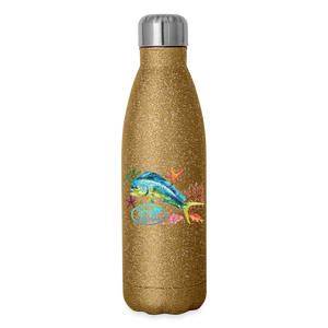 Reel Mermaid Glitter Insulated Stainless Steel Water Bottle - gold glitter