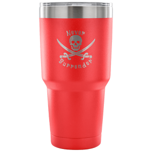 Never Surrender Pirate 30 Ounce Vacuum Tumbler (7 Color Options)