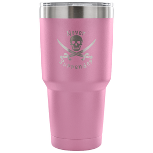 Never Surrender Pirate 30 Ounce Vacuum Tumbler (7 Color Options)